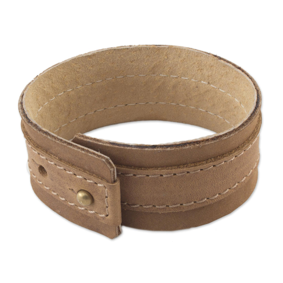 Men's Leather Wristband Bracelet - Desert Sands