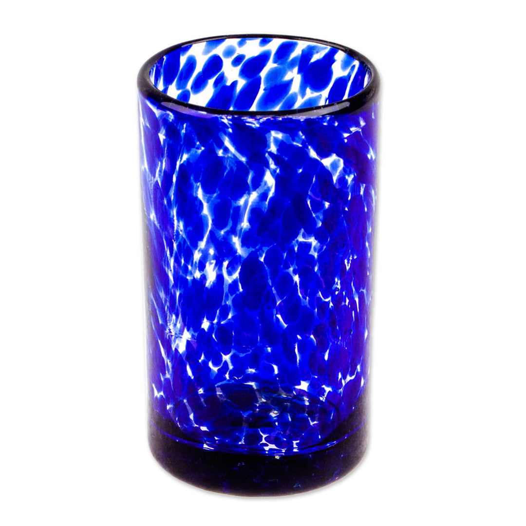 Handmade Handblown Recycled Juice Glasses (Set of 6) - Deep Blue