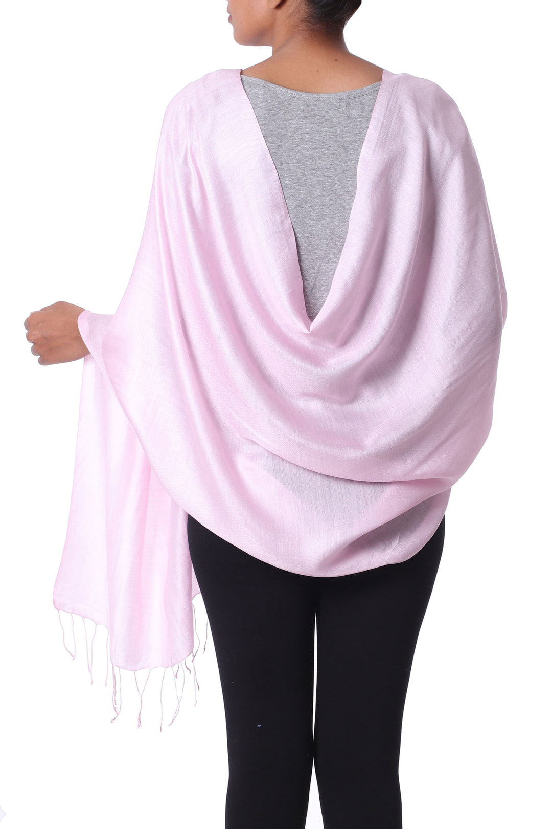 Fair Trade Pale Pink 100% Silk Shawl Wrap India - Rose Blush
