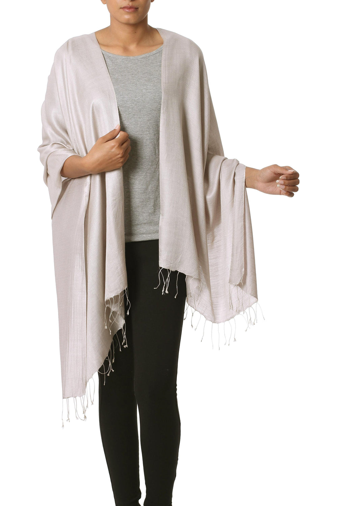 Silk shawl - Elegant Taupe