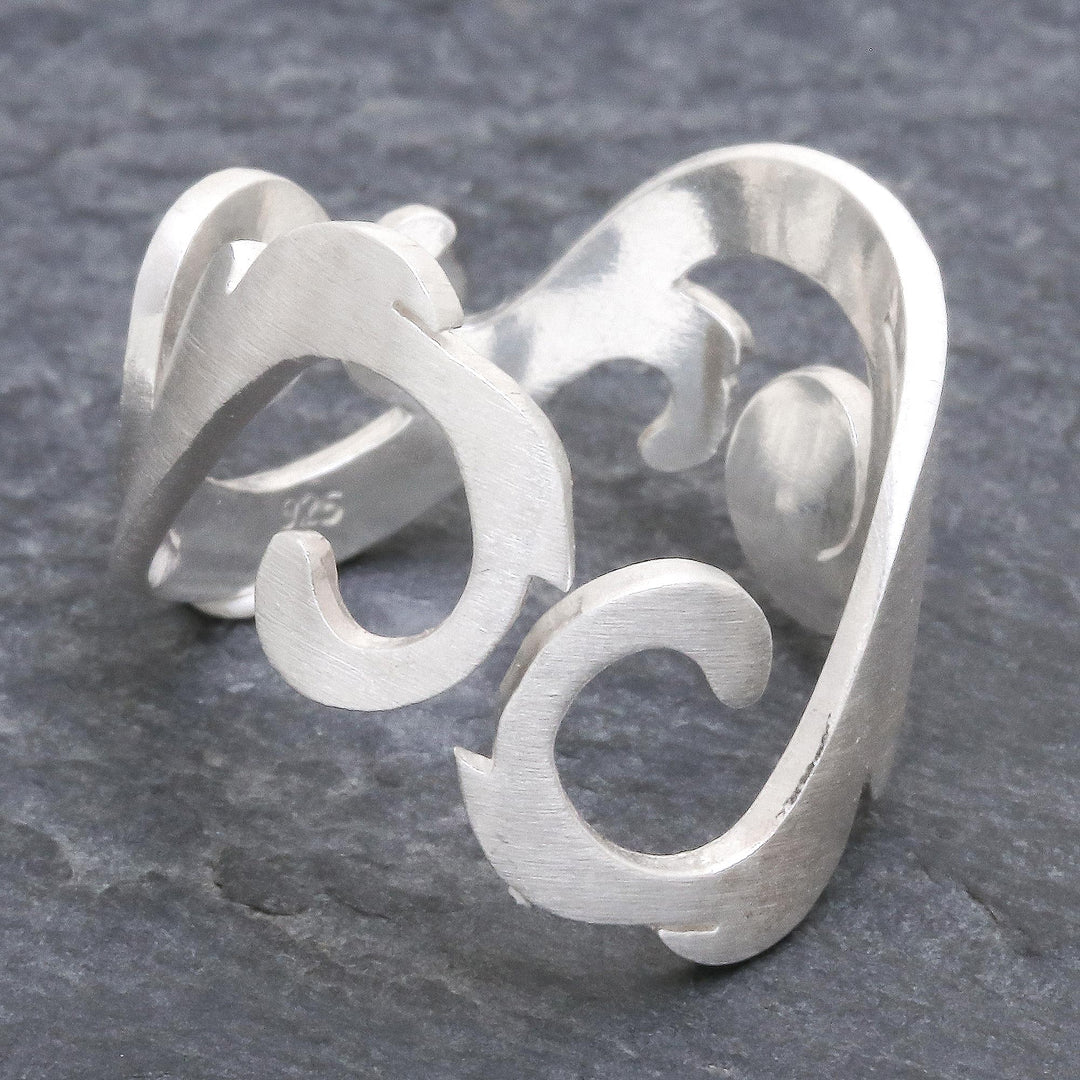 Artisan Crafted Sterling Silver Band Ring - Sunlit Sea