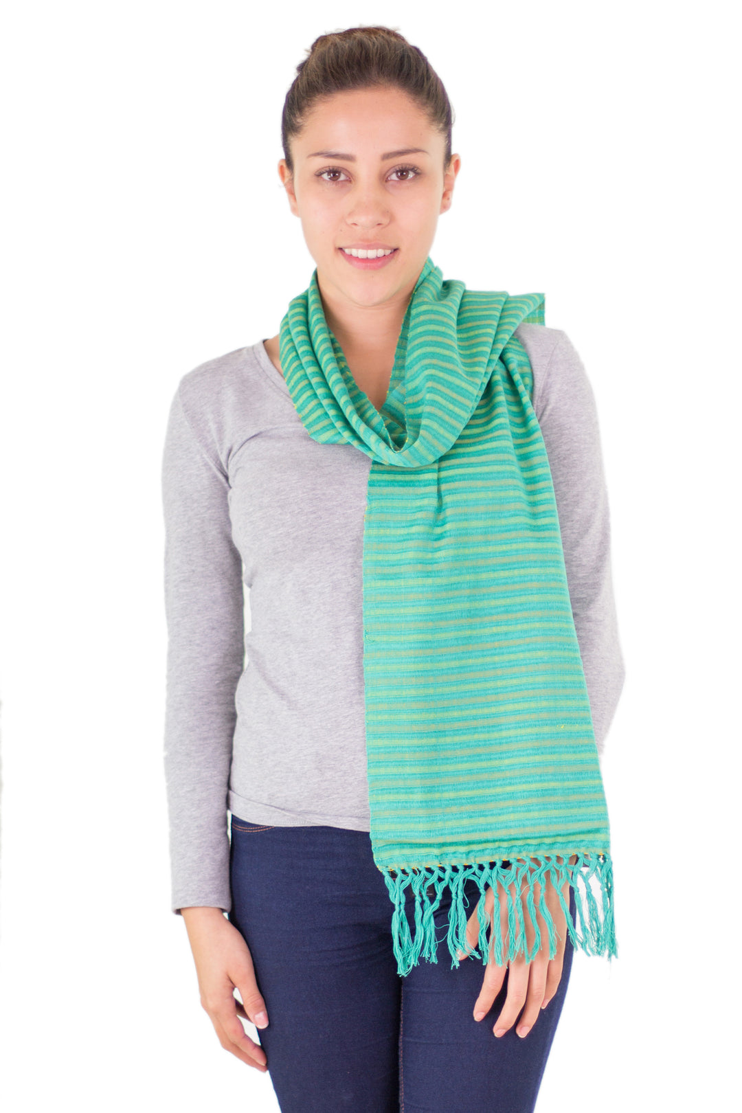 Artisan Crafted Cotton Striped Scarf - Eco Fantasy