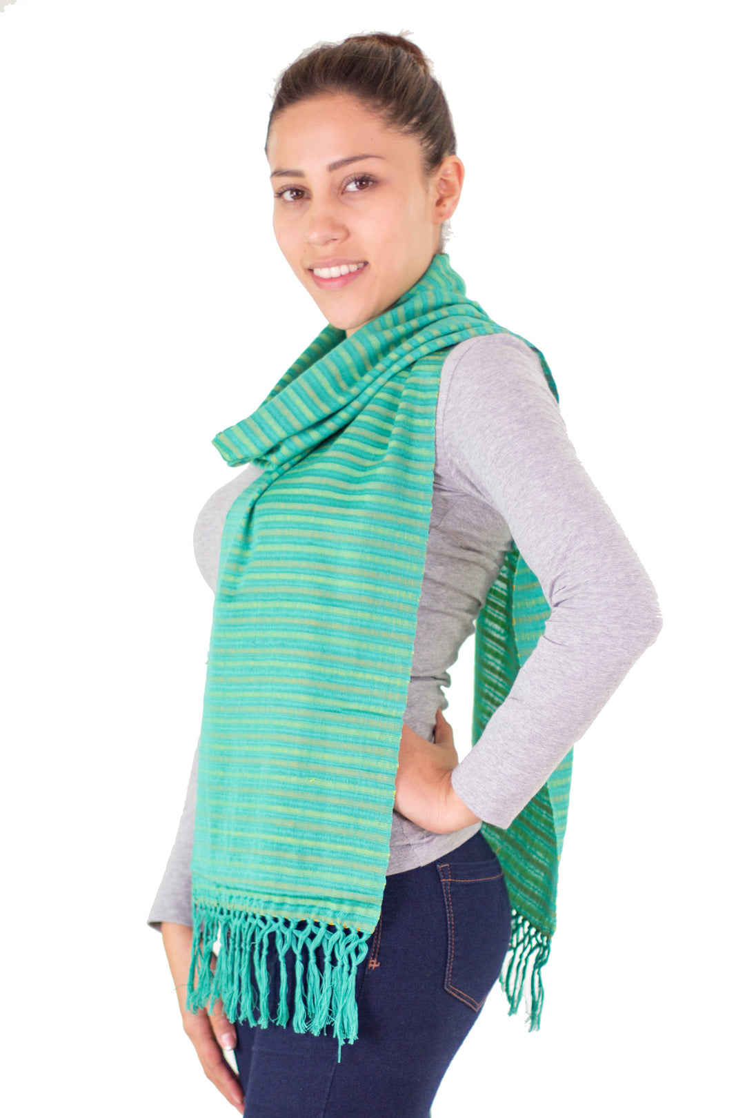 Artisan Crafted Cotton Striped Scarf - Eco Fantasy
