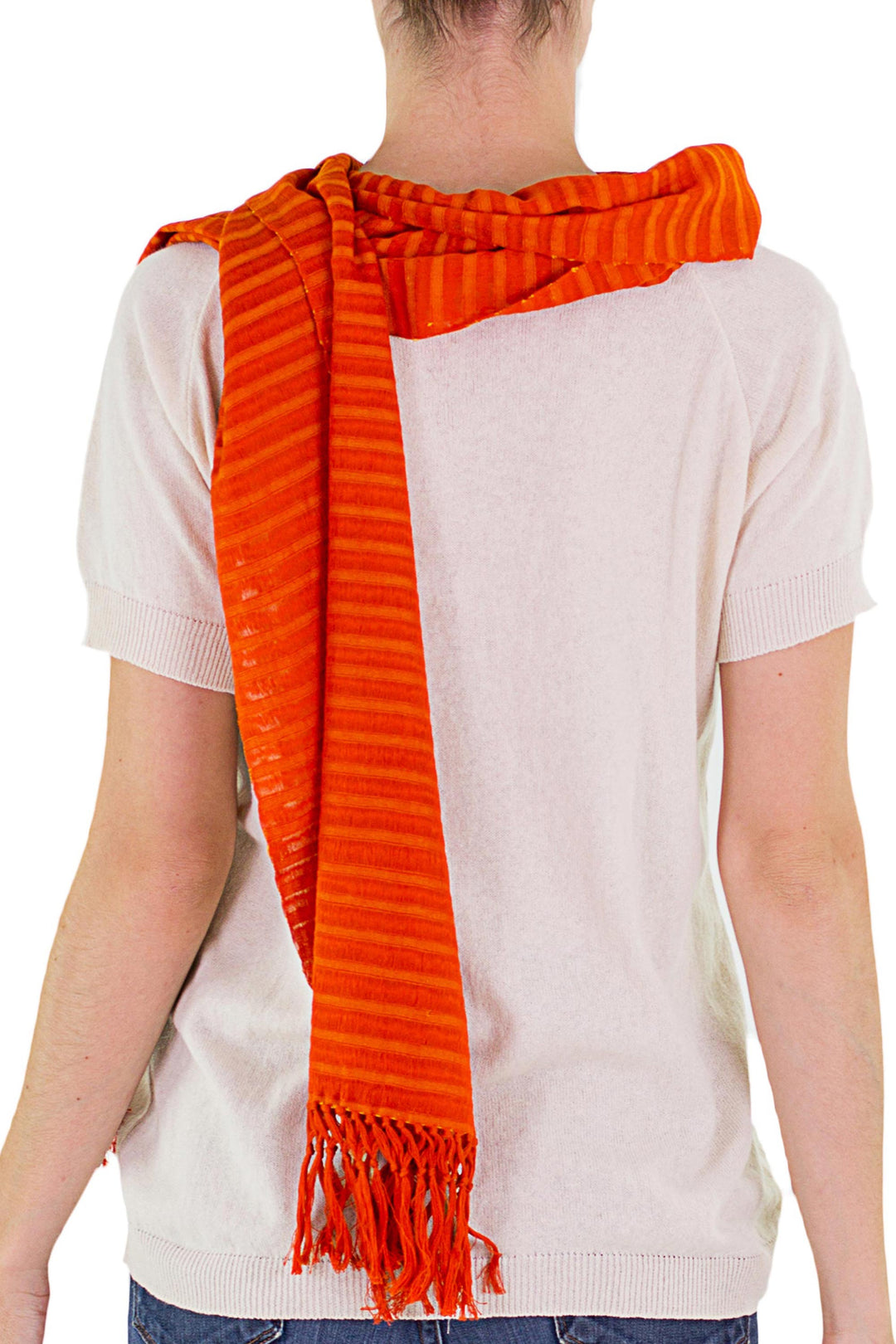 Unique Orange Cotton Scarf - Citrus Fantasy