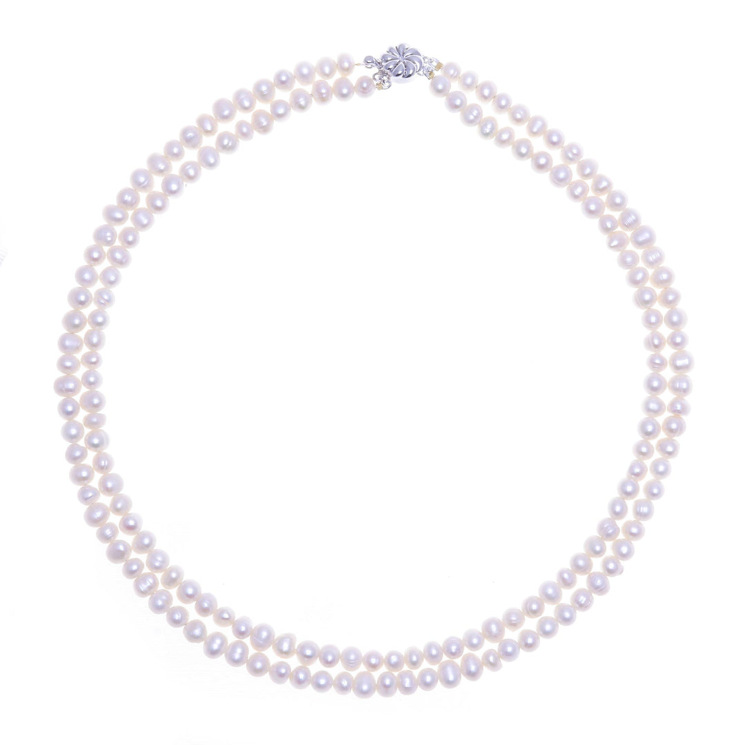 Pearl Strand Necklace - Snowflake Halo