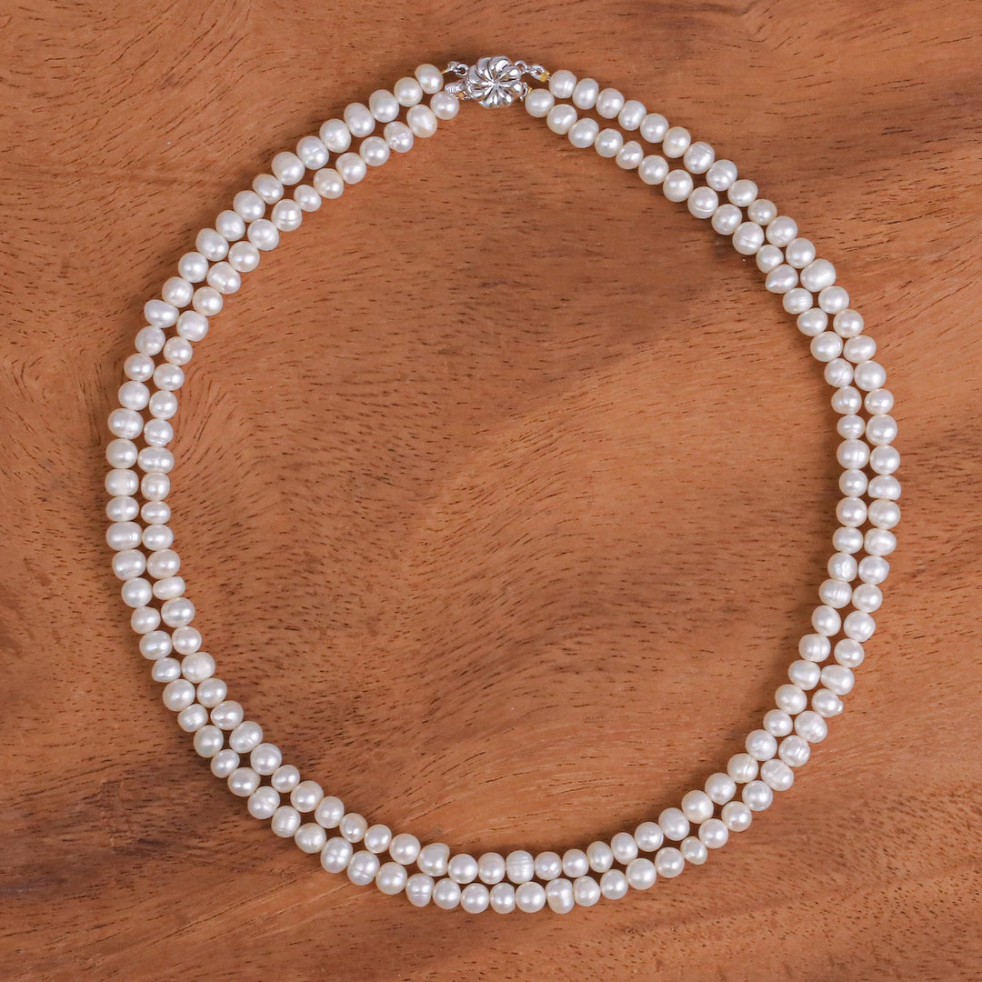 Pearl Strand Necklace - Snowflake Halo