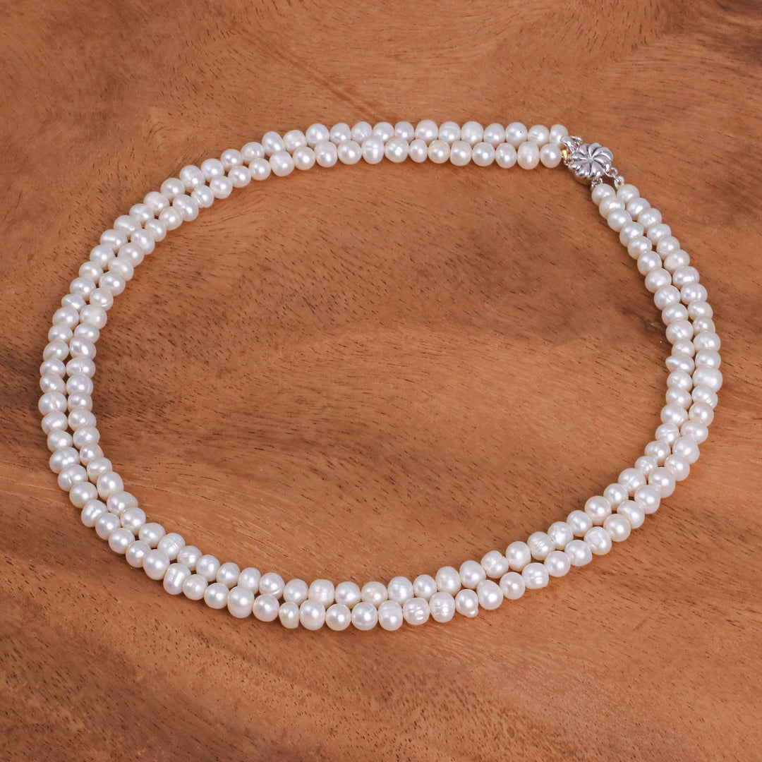 Pearl Strand Necklace - Snowflake Halo
