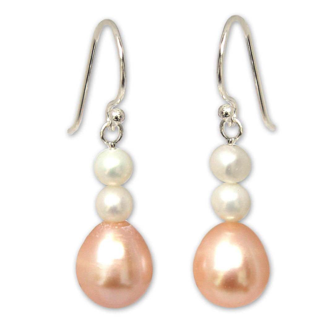 Handcrafted Pearl Earrings - Sweet Peach Glamour