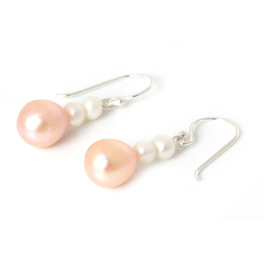Handcrafted Pearl Earrings - Sweet Peach Glamour