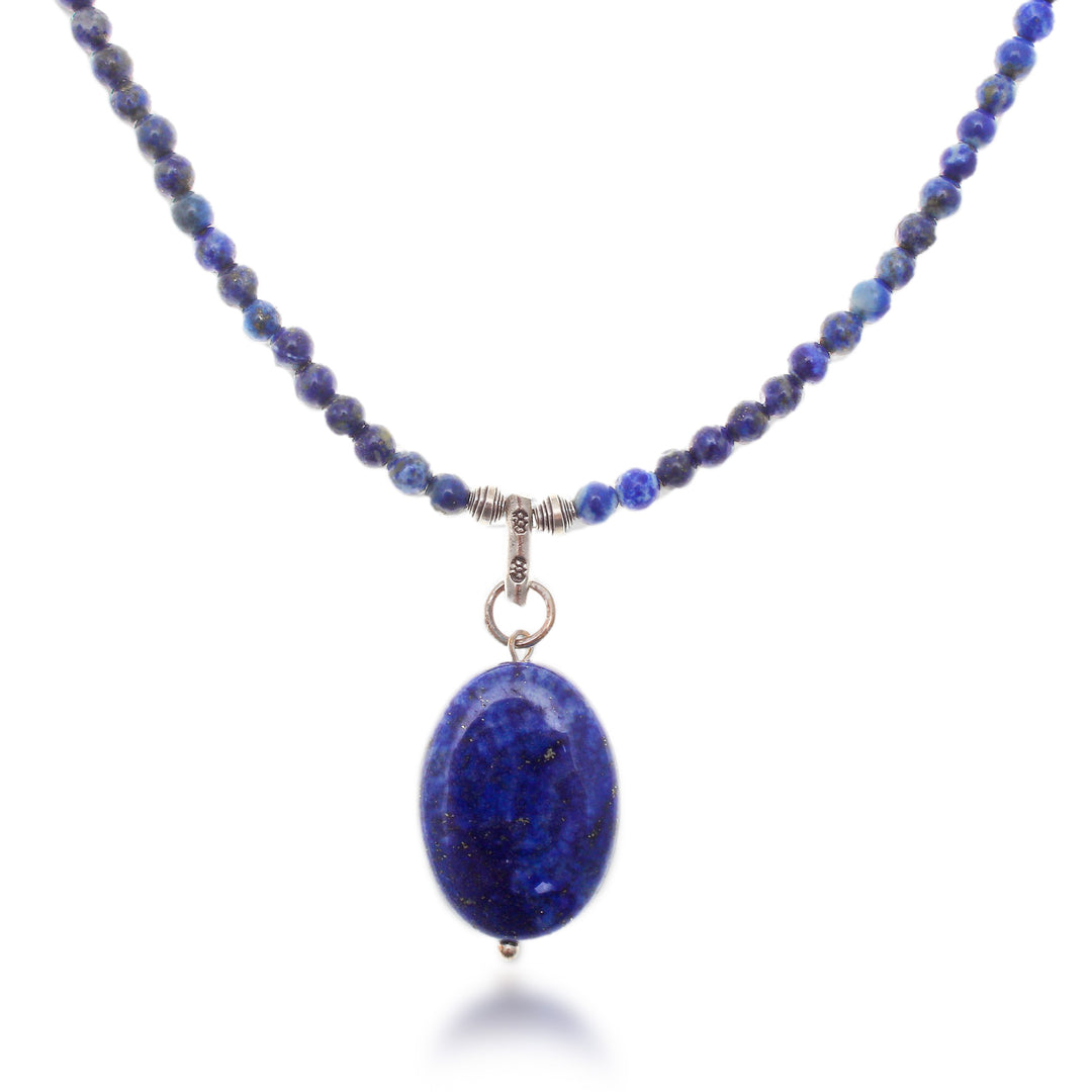Handmade Lapis Lazuli Pendant Necklace - Blue Lady