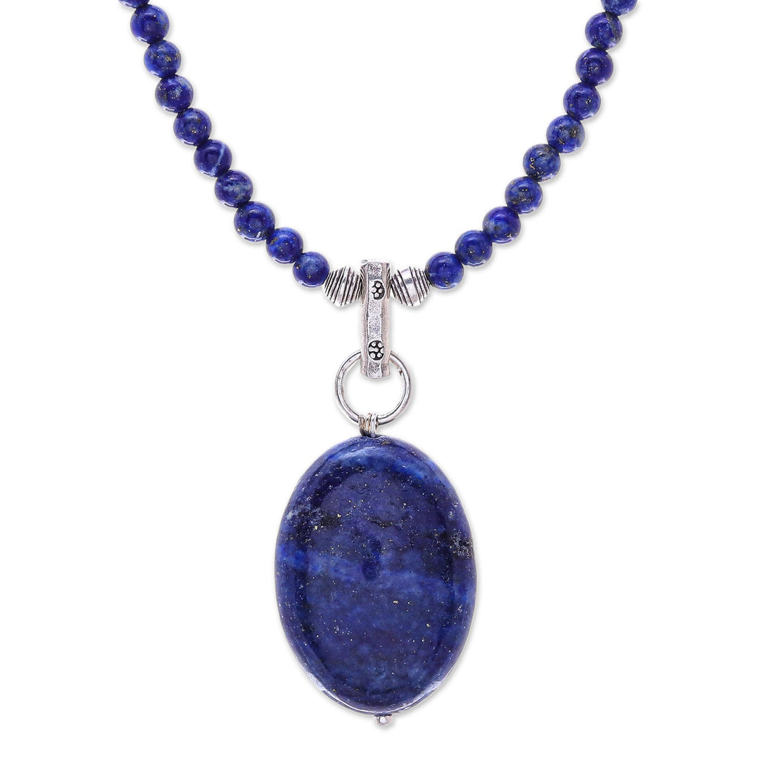 Handmade Lapis Lazuli Pendant Necklace - Blue Lady