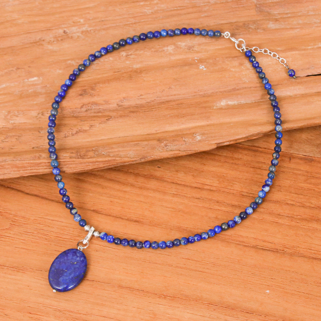 Handmade Lapis Lazuli Pendant Necklace - Blue Lady