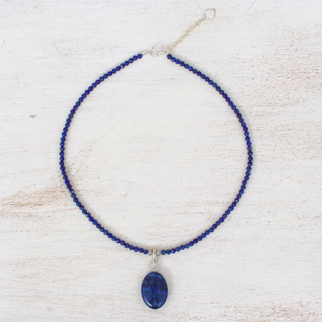 Handmade Lapis Lazuli Pendant Necklace - Blue Lady