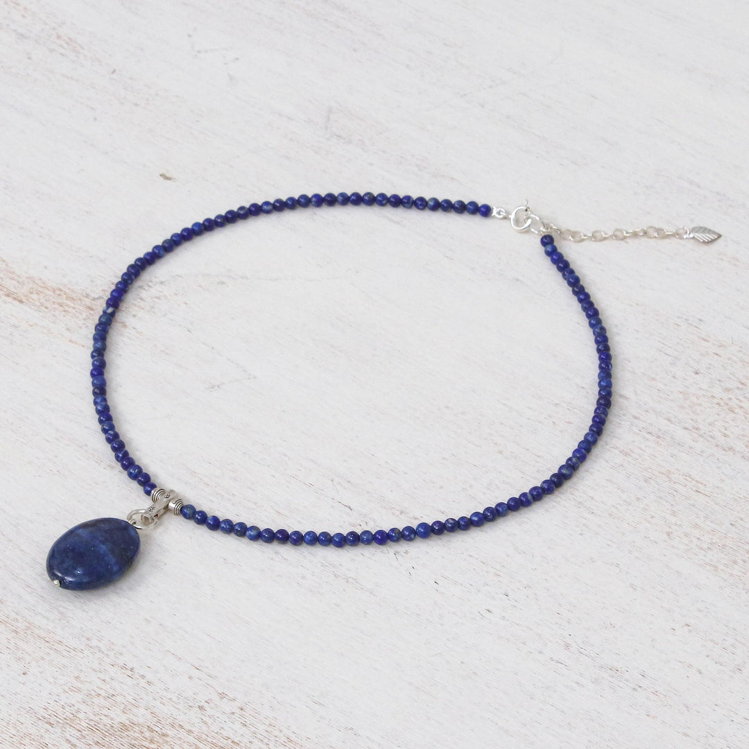 Handmade Lapis Lazuli Pendant Necklace - Blue Lady