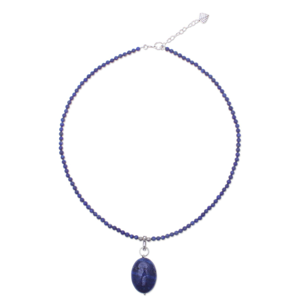 Handmade Lapis Lazuli Pendant Necklace - Blue Lady