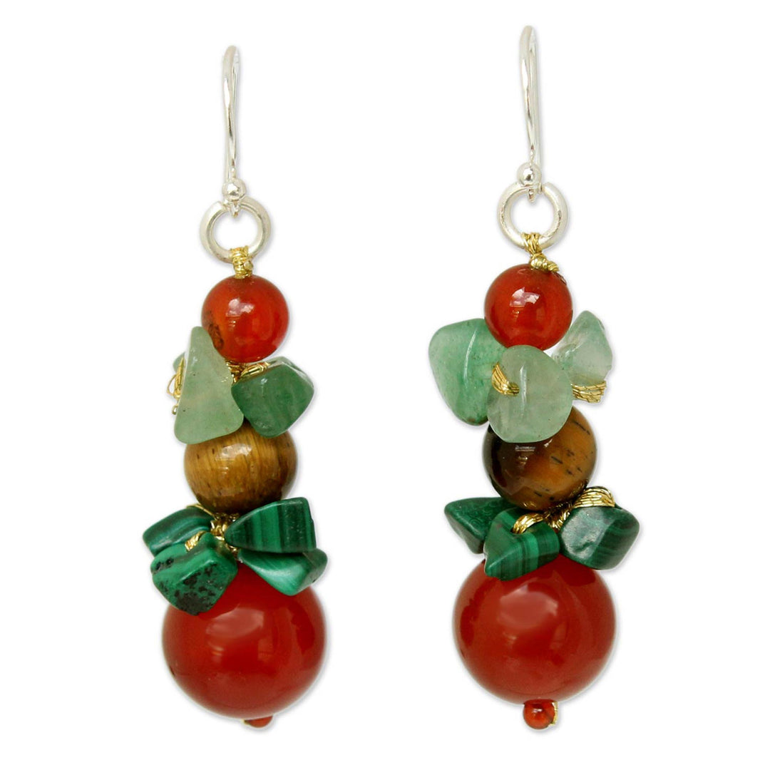 Beaded Carnelian Dangle Earrings - Thai Harmony