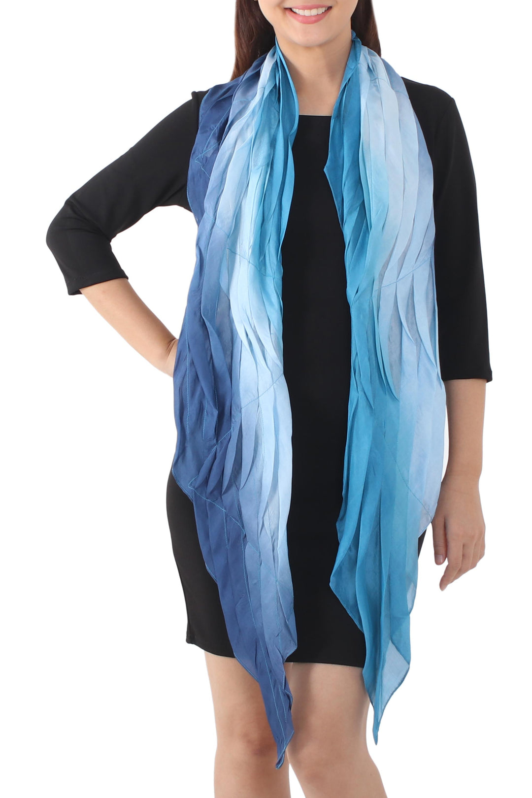 Hand Made Ombre Silk Scarf - Blue Magnificence