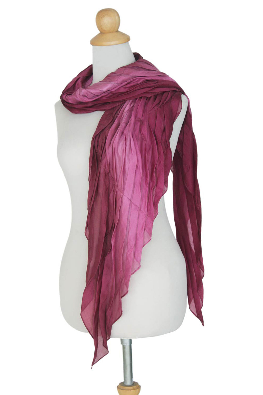 Pleated Ombre Silk Scarf - Rose Magnificence