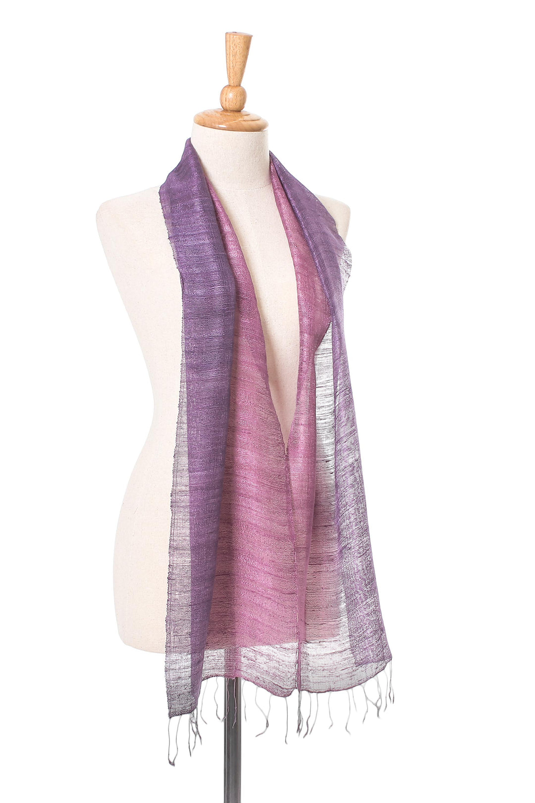 Pink and Purple Silk Scarf from Thailand - Bold Orchid