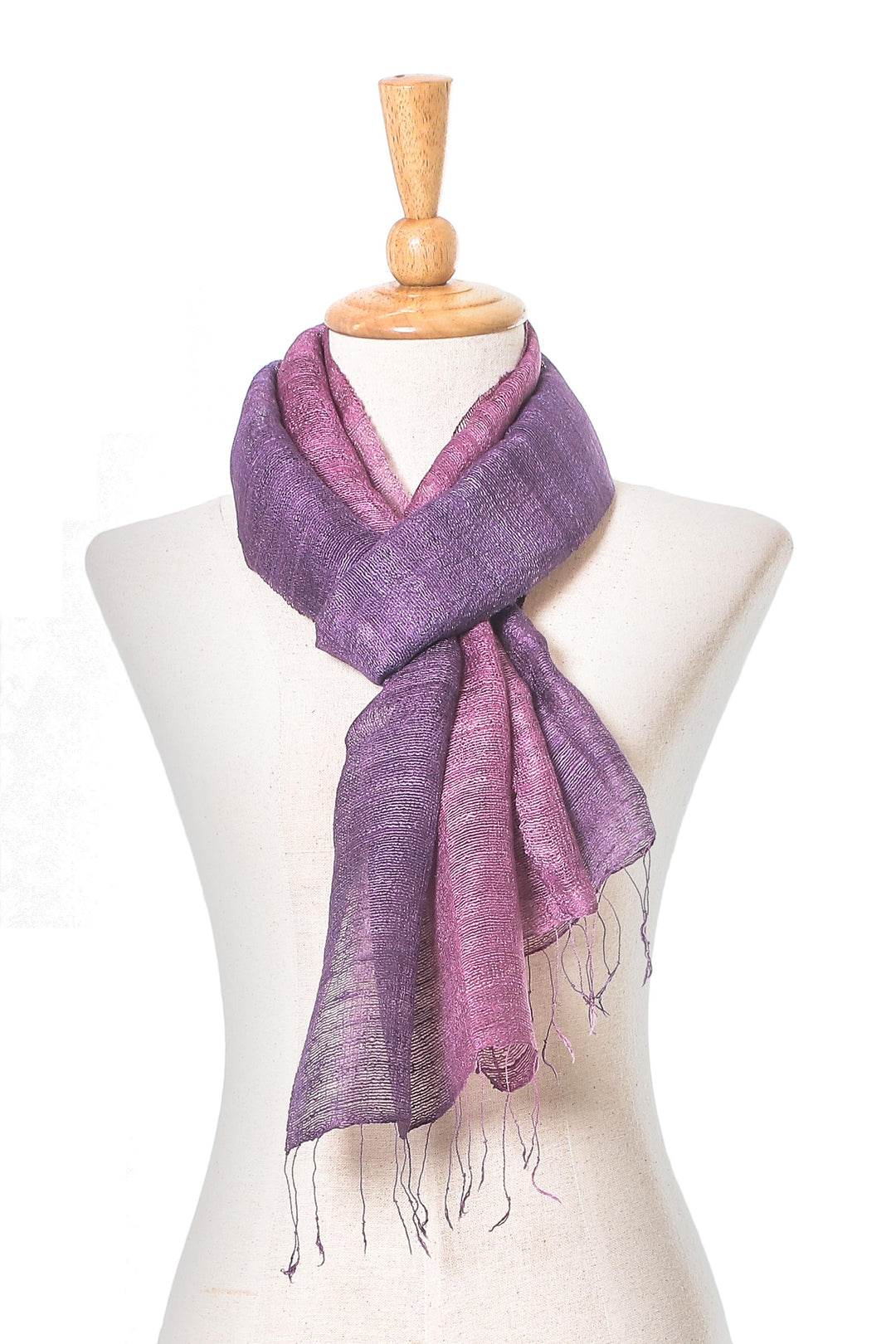 Pink and Purple Silk Scarf from Thailand - Bold Orchid