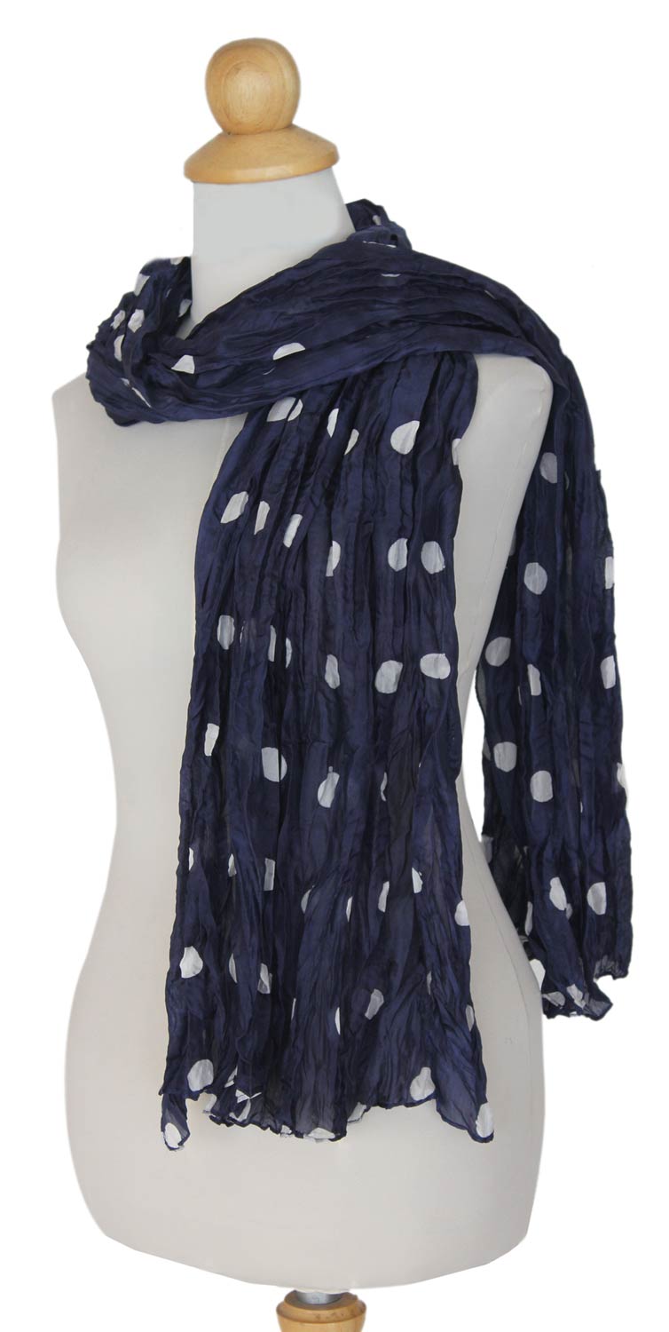 Batik scarf - Blue Polka Retro