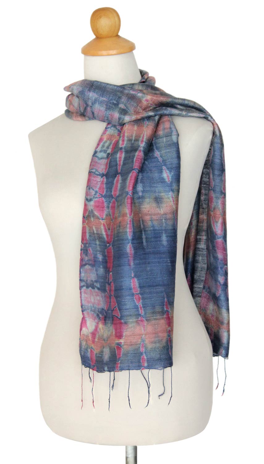 Silk Scarf from Thailand - Gray Wilderness
