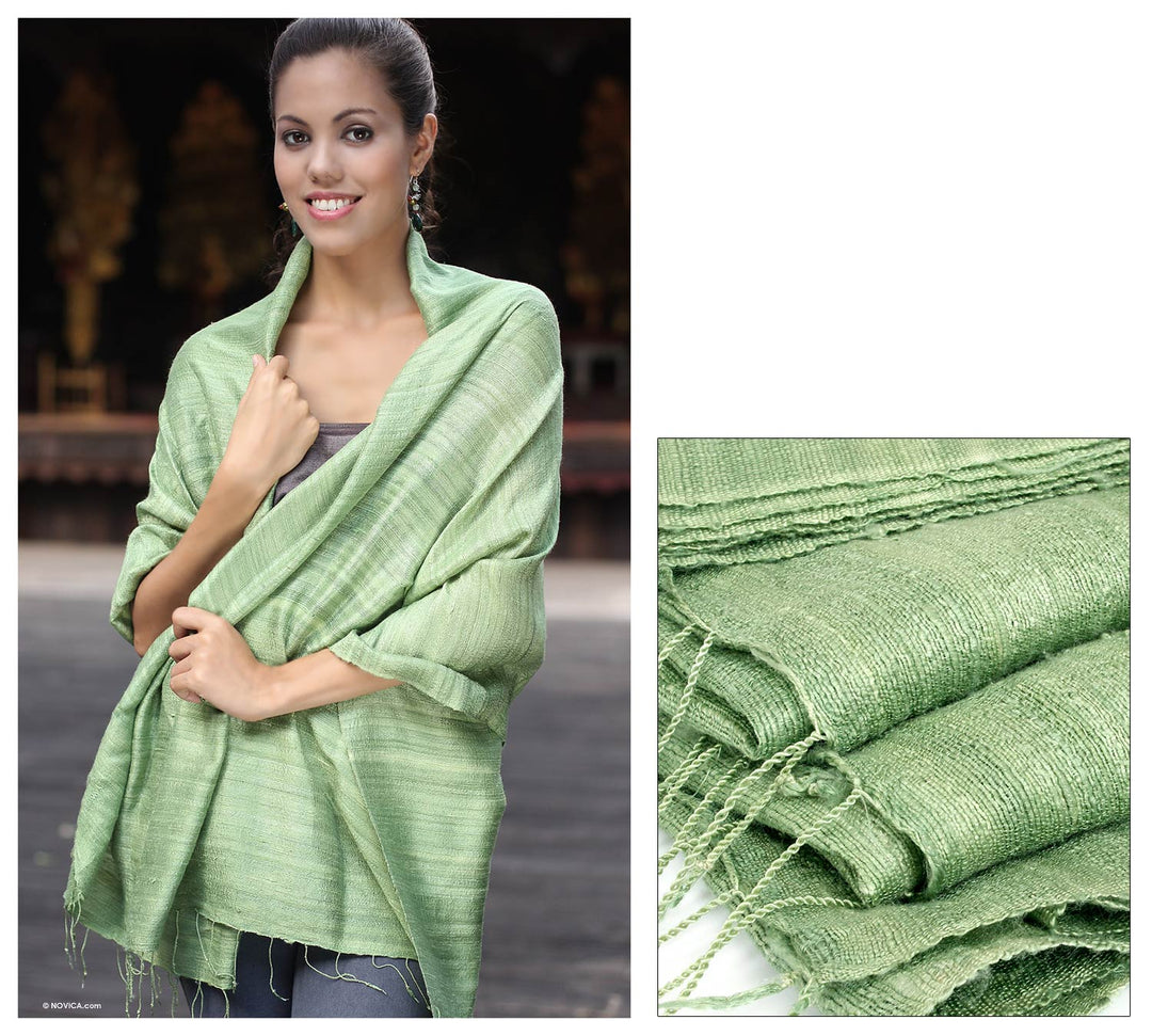 Hand Made Silk Shawl - Green Treasure