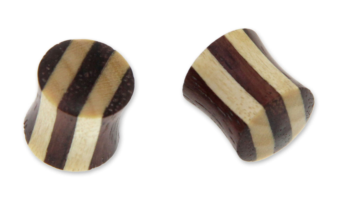 Teak ear plugs - Natural Harlequin