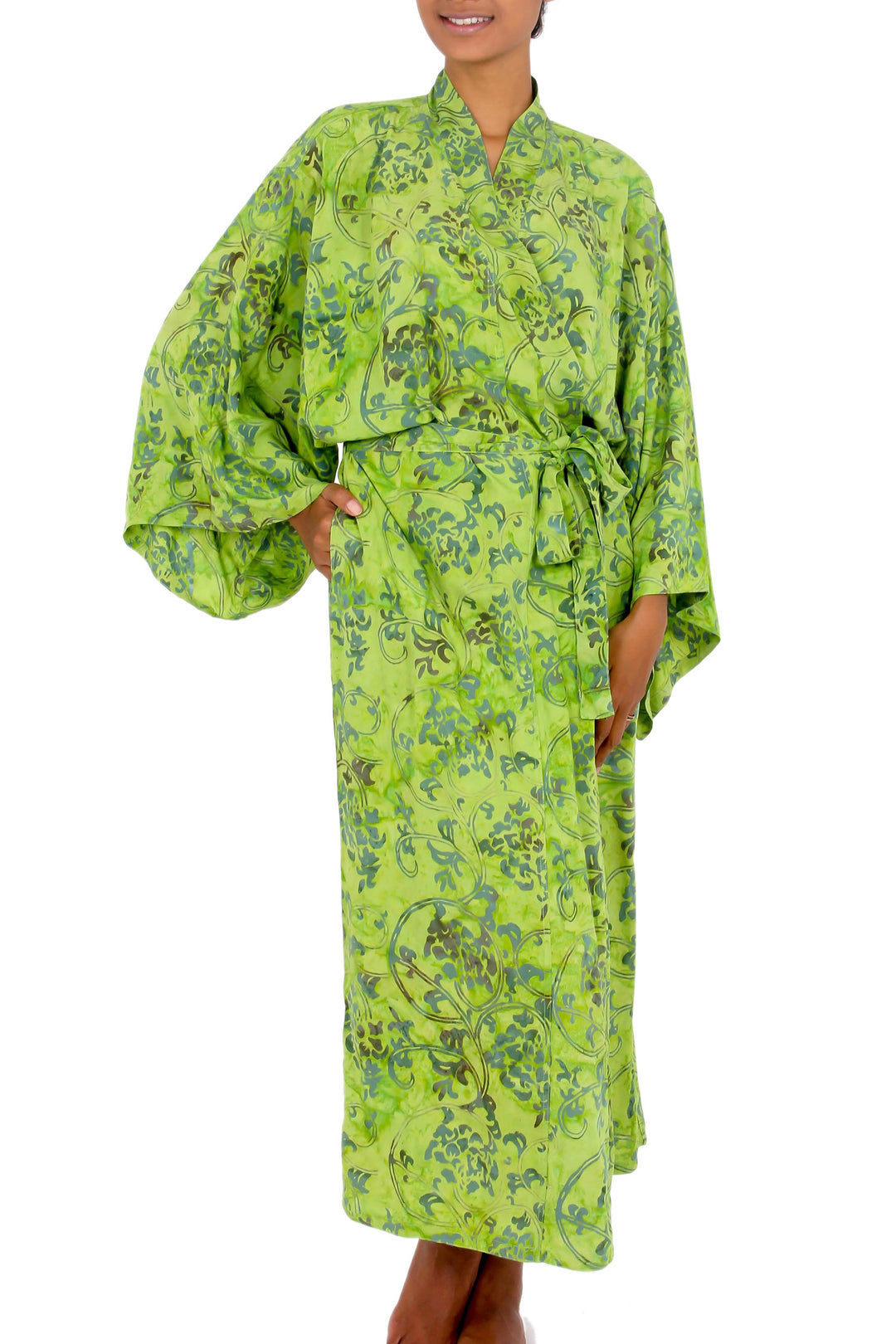Hand Made Green Batik Robe - Emerald Forest