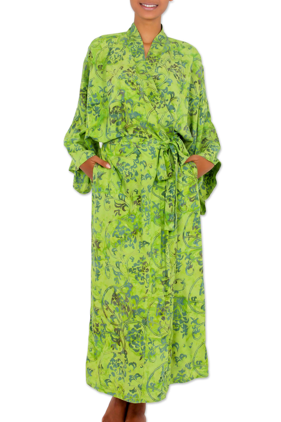 Hand Made Green Batik Robe - Emerald Forest