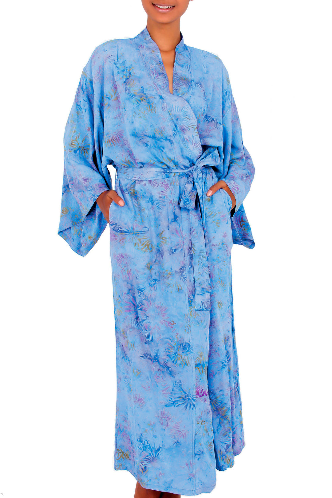 Floral Patterned Robe - Blue Anemone