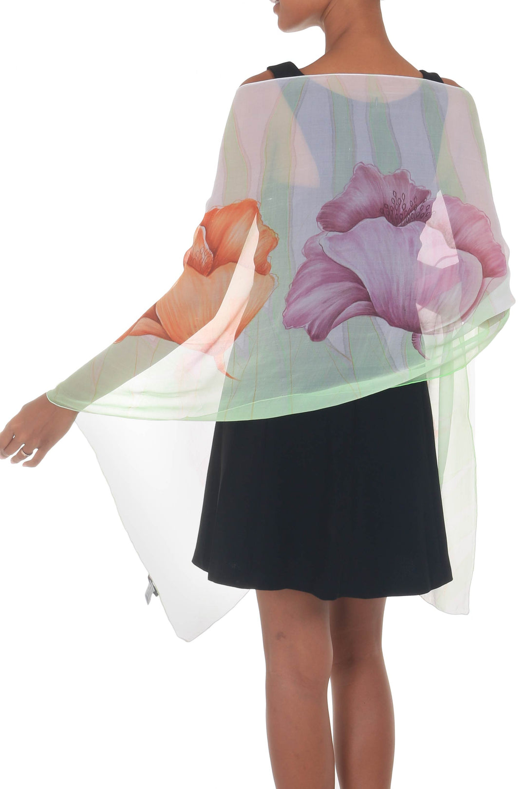 Handmade Floral Silk Painted Shawl - Glorious Blossoms