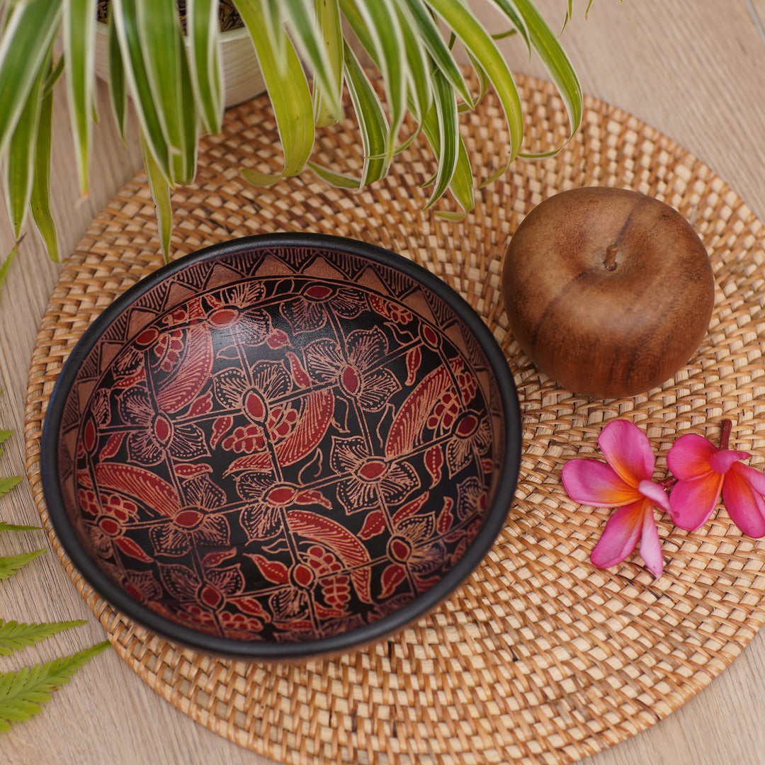 Wood batik centerpiece - Jasmine Bud