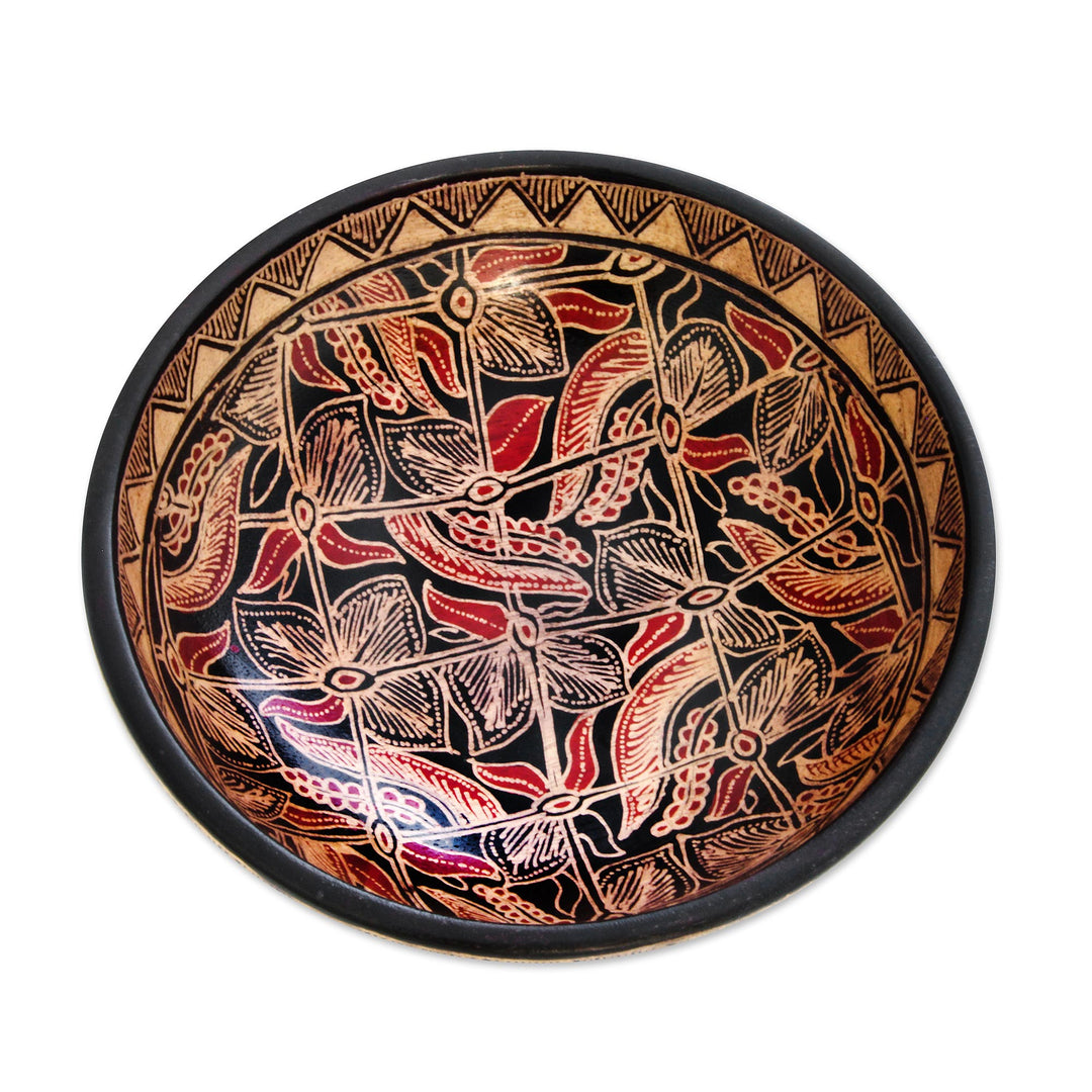 Wood batik centerpiece - Jasmine Bud