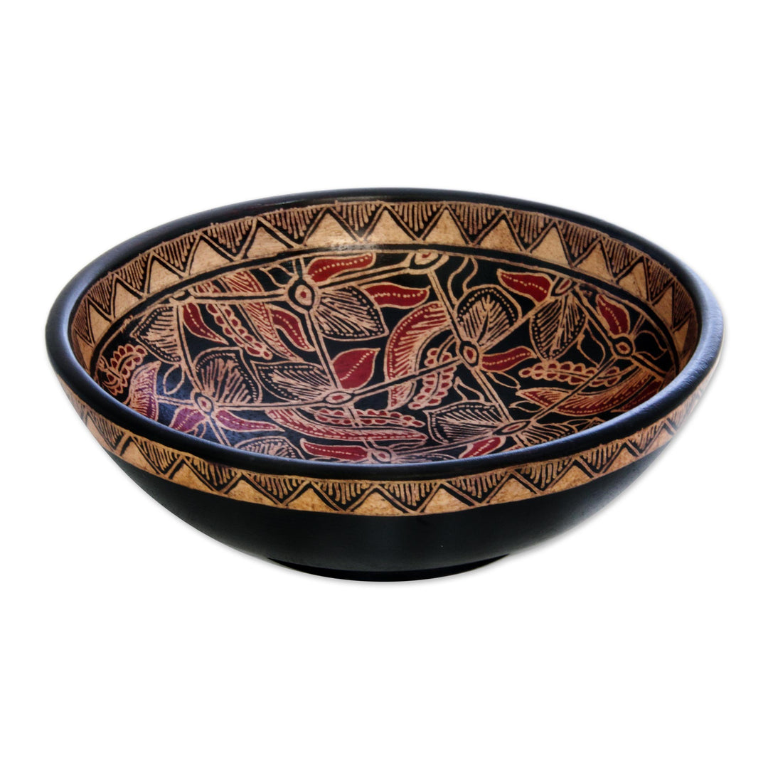 Wood batik centerpiece - Jasmine Bud