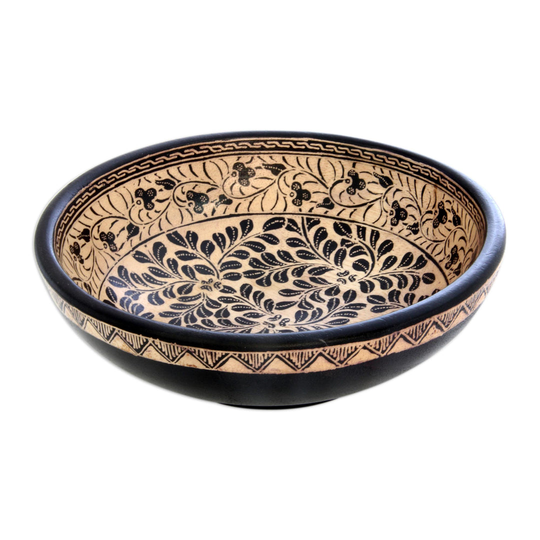 Wood batik centerpiece - Harvest in Java