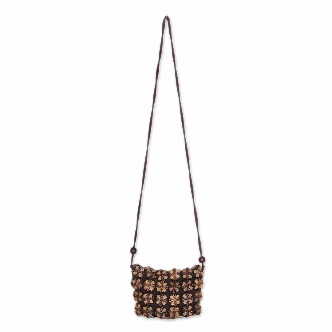 Handcrafted Floral Coconut Shell Shoulder Bag  - Petite Garden