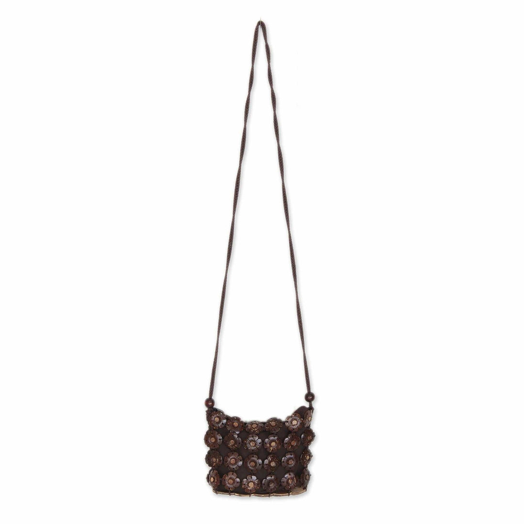 Fair Trade Floral Coconut Shell Shoulder Bag - Petite Blossoms
