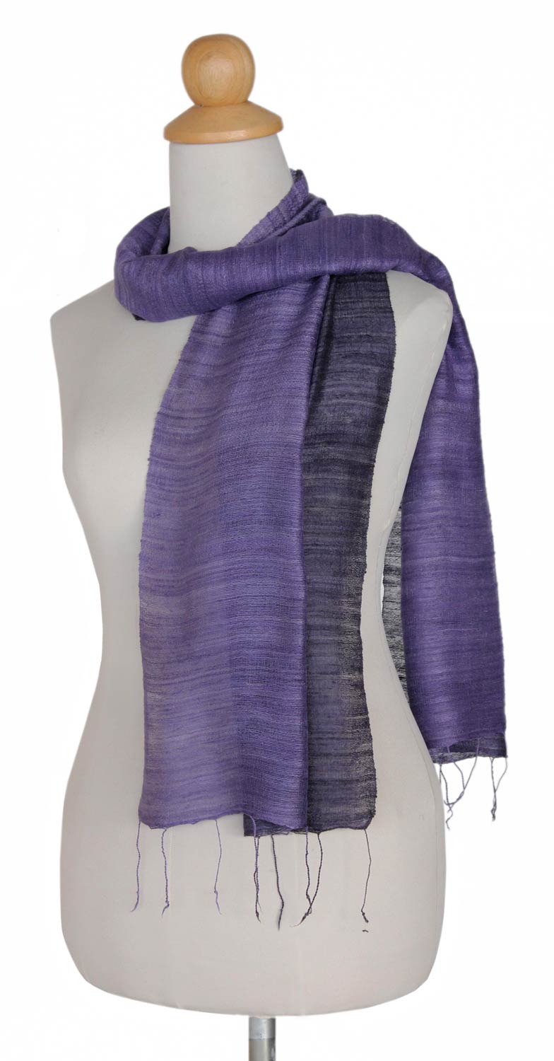 Purple Silk Scarf - Bold Lily