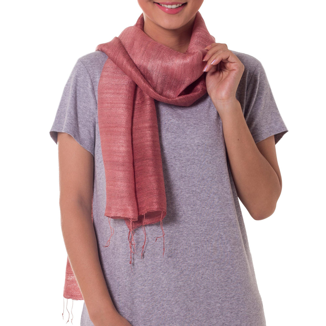 Pink Silk Scarf - Bold Rose