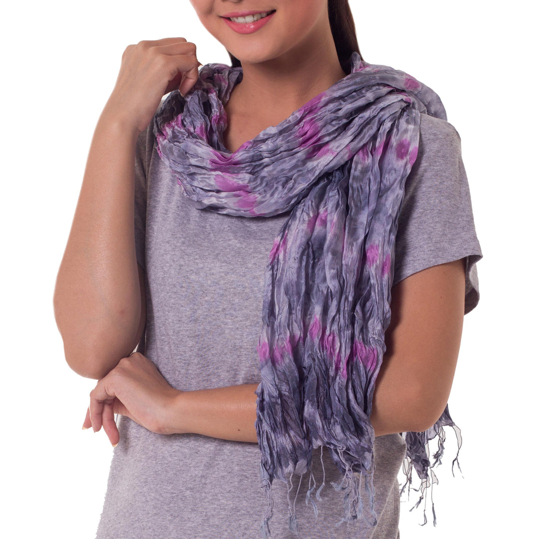 Tie Dye Scarf from Thailand - Smoky Rose