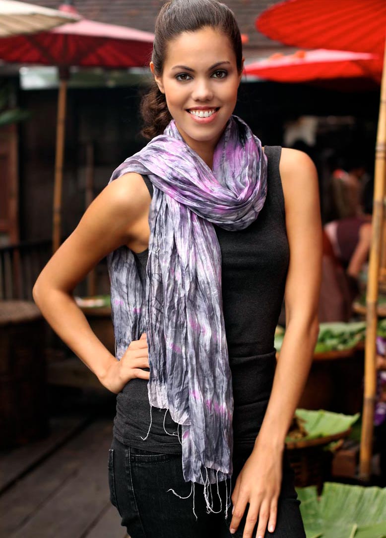 Tie Dye Scarf from Thailand - Smoky Rose
