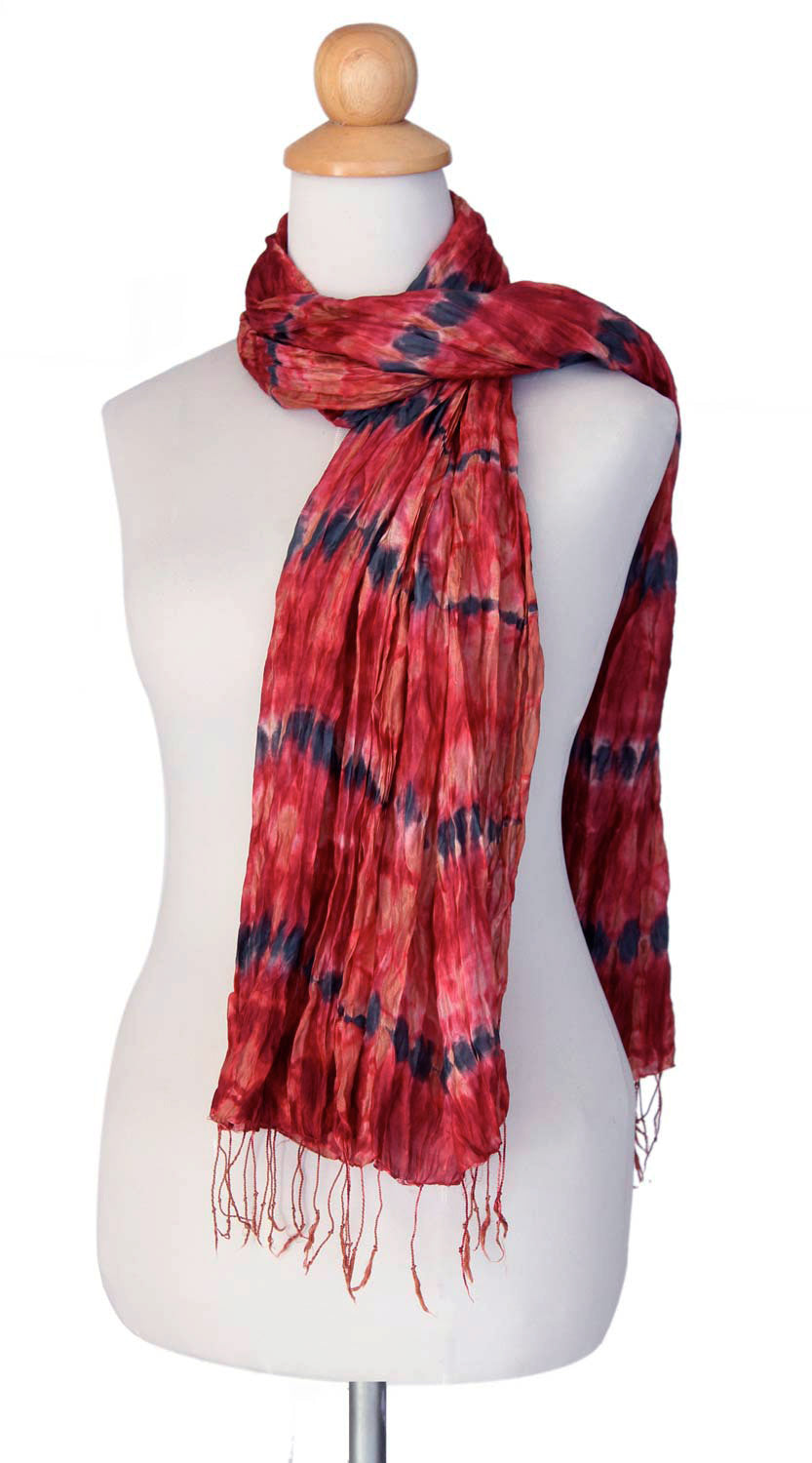 Patterned Scarf from Thailand - Smoky Carnation