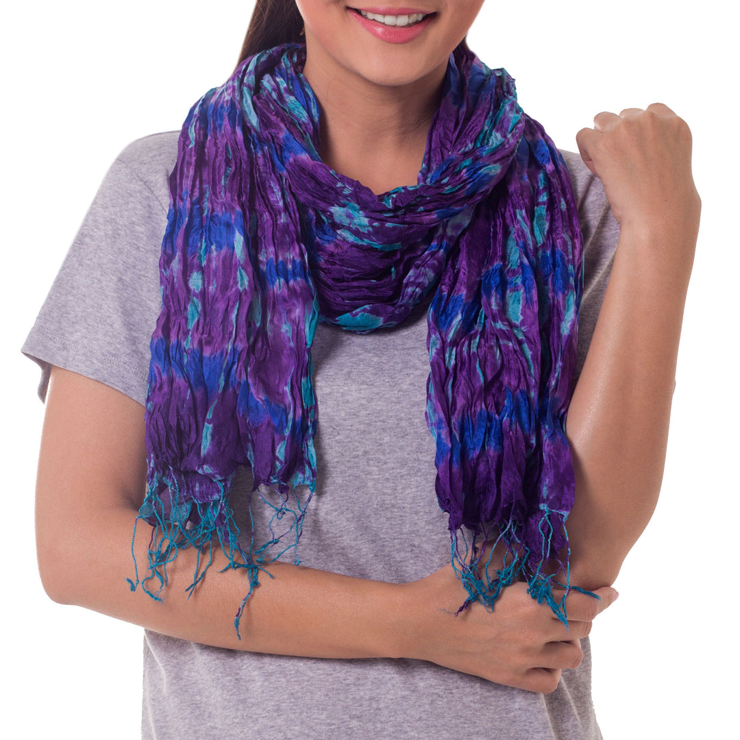 Hand Made Tie-dyed Scarf - Smoky Lily