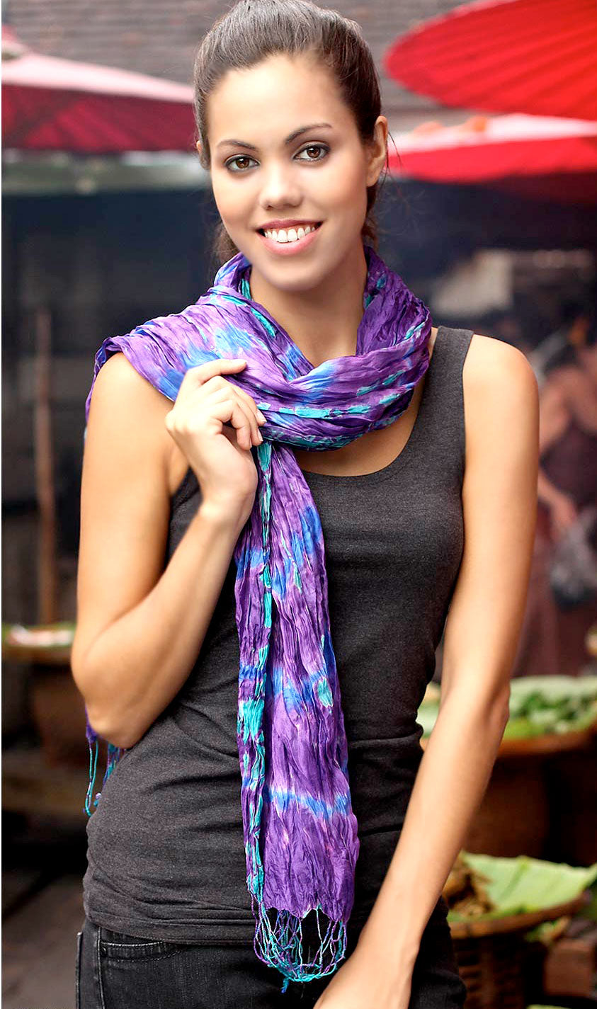 Hand Made Tie-dyed Scarf - Smoky Lily