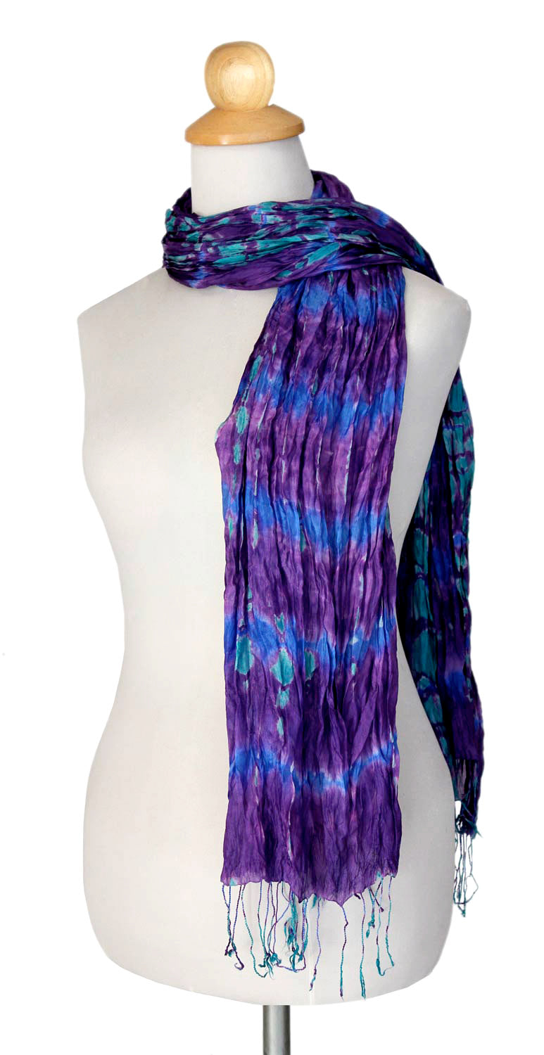 Hand Made Tie-dyed Scarf - Smoky Lily