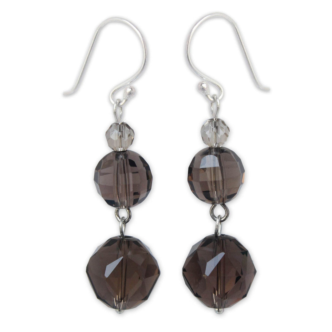 Handcrafted Smoky Quartz Dangle Earrings - Chiang Mai Evening