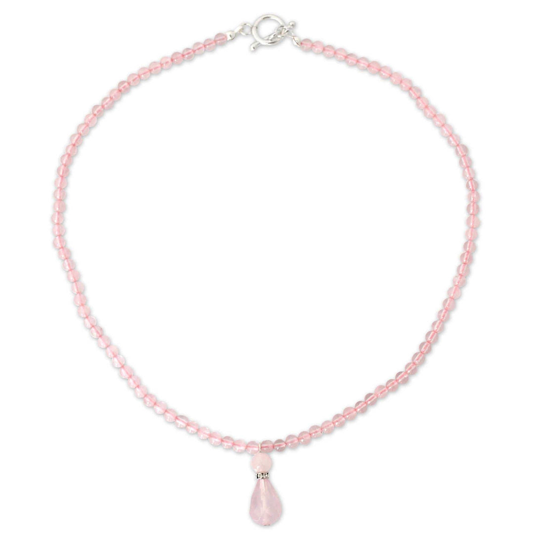 Rose Quartz Beaded Necklace - Feminine Pink