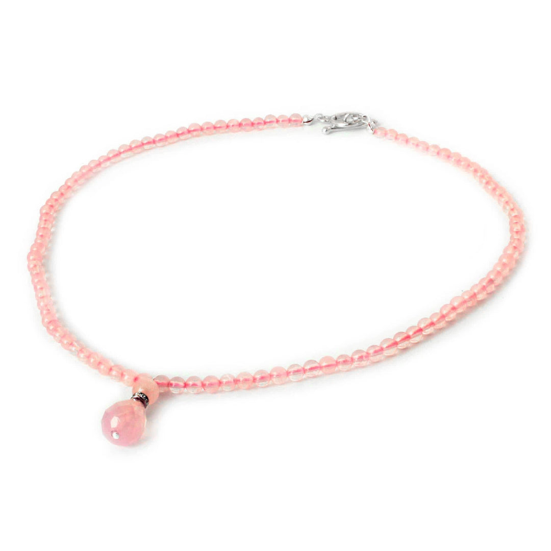 Rose Quartz Beaded Necklace - Feminine Pink