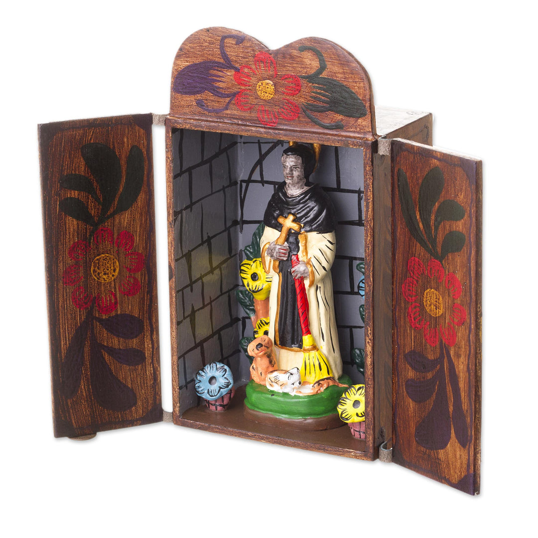 Handmade Wood Retablo Sculpture - Saint Martin de Porres